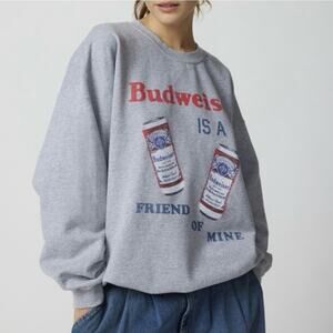 Budweiser Junk Food Sweatshirt Pullover Gray Small